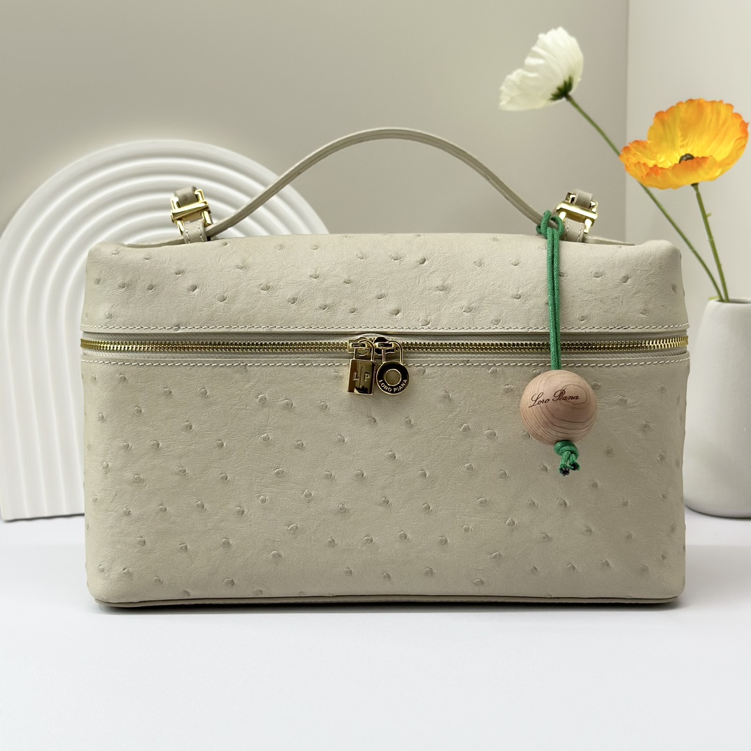 Extra pocket exotic leathers handbag Loro Piana Grey in