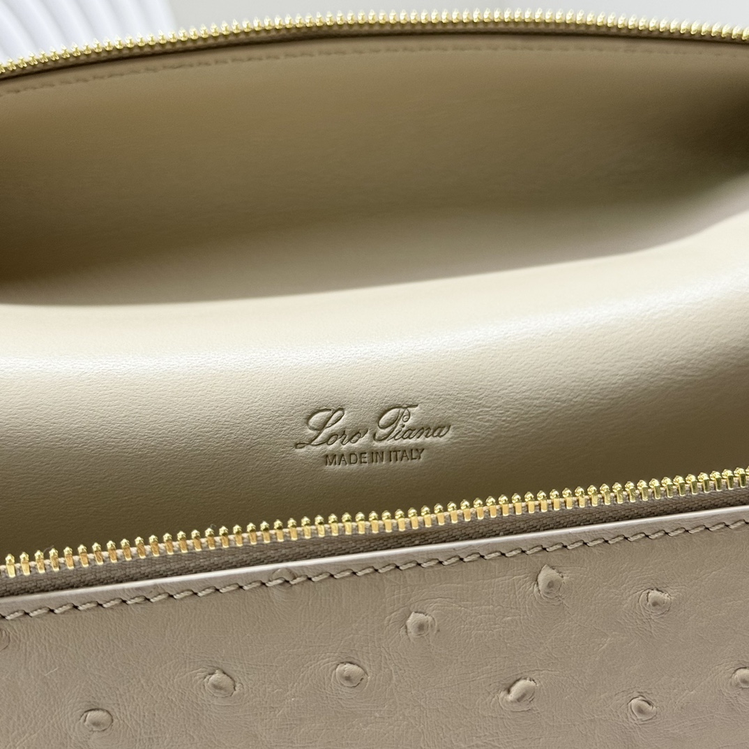 Loro Piana Extra Pocket L19 Pouch Beige Ostrich Gold