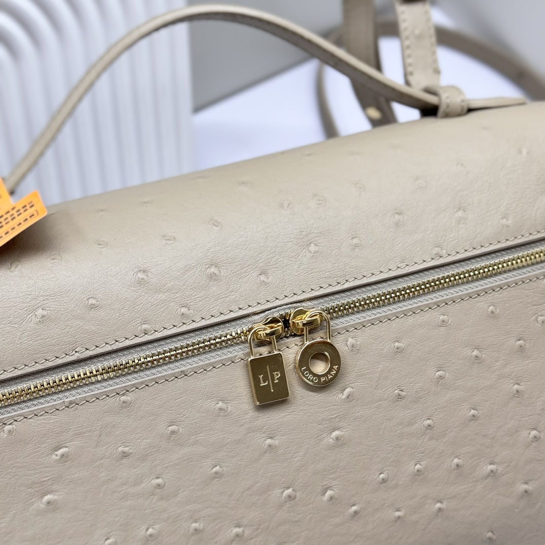 Loro Piana Extra Pocket L19 Pouch Beige Ostrich Gold