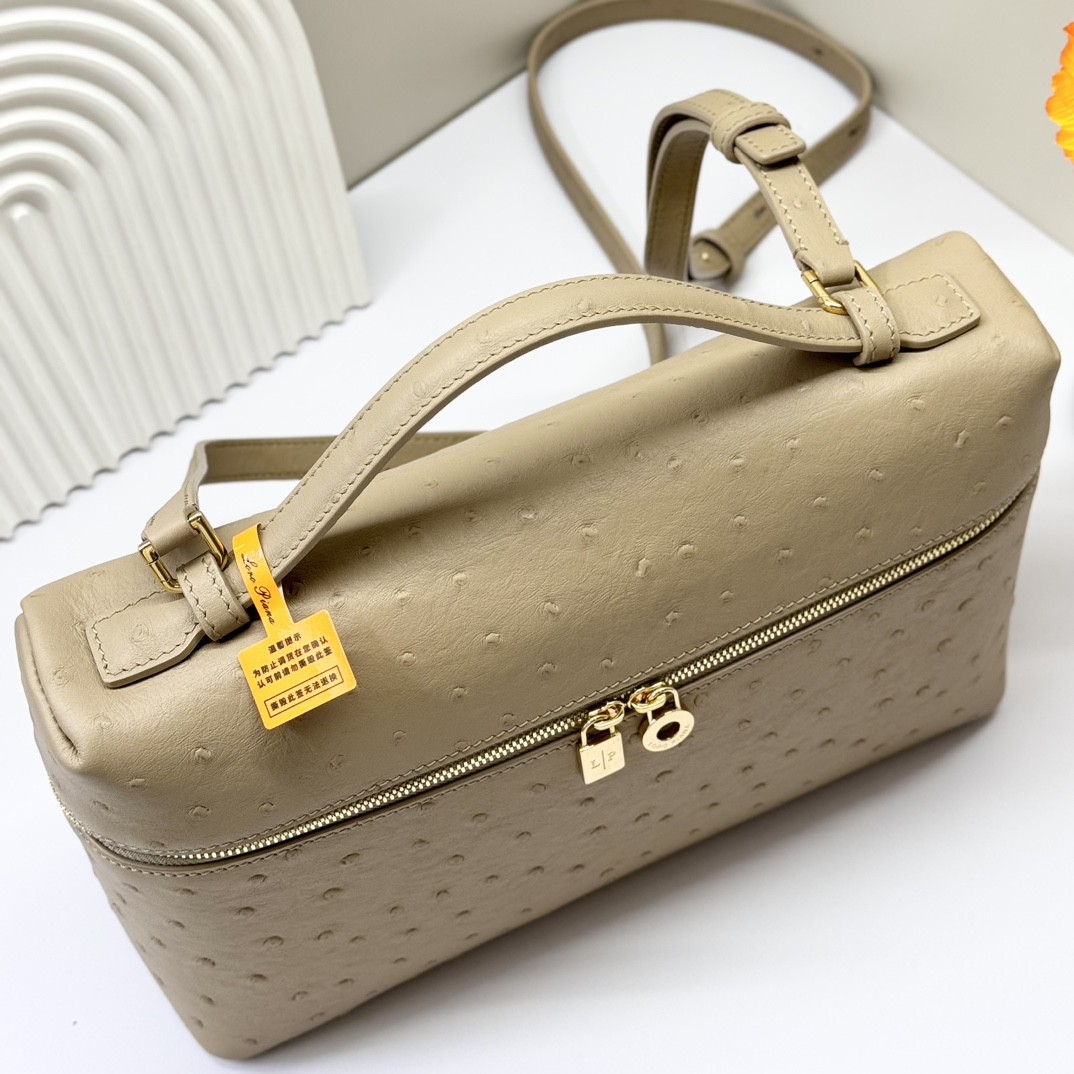 Loro Piana Extra Pocket L19 Pouch Beige Ostrich Gold