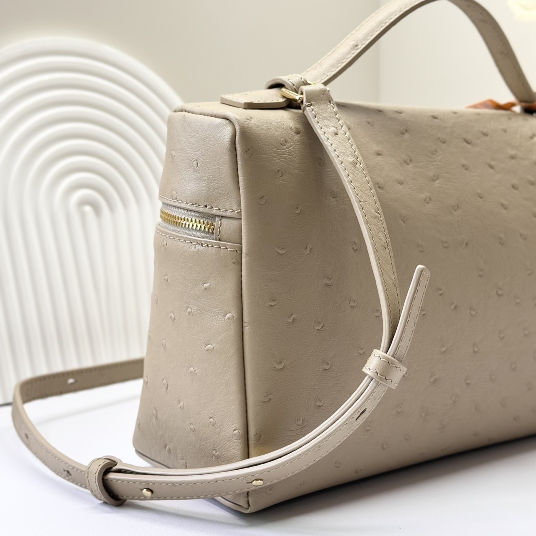 Loro Piana Extra Pocket L19 Pouch Beige Ostrich Gold