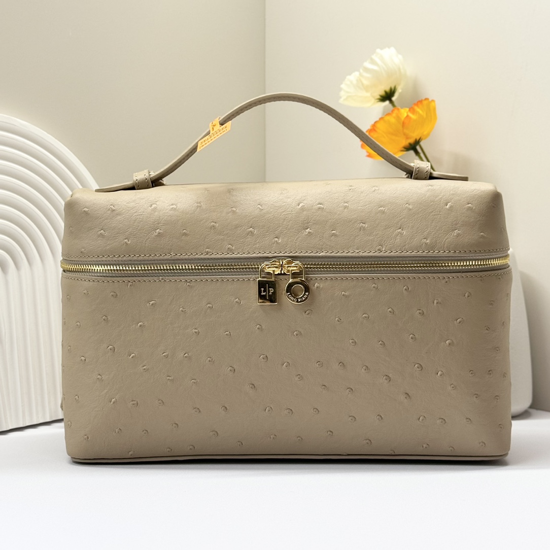 Loro Piana Extra Pocket L19 Pouch Beige Ostrich Gold