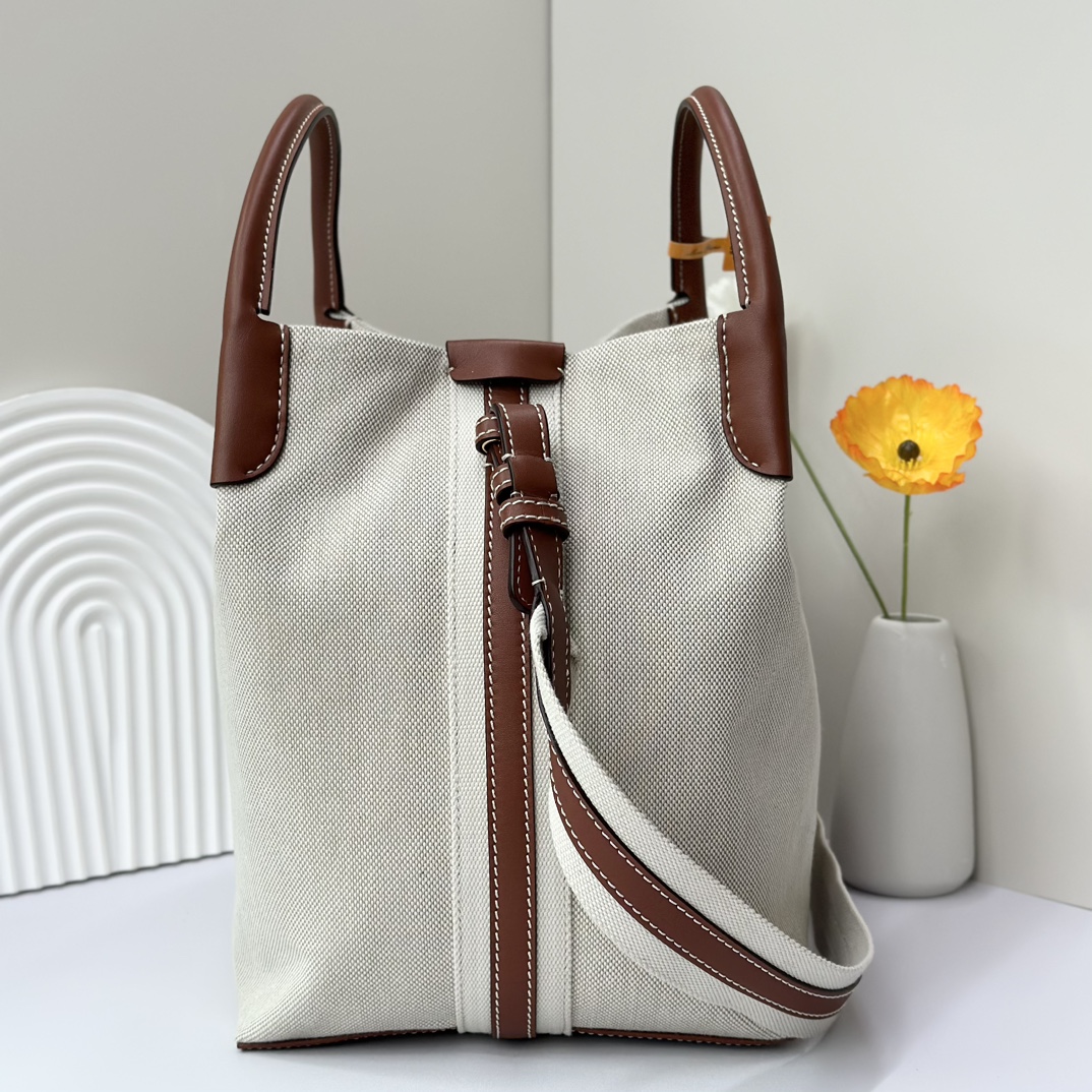 Loro Piana Micro Bale bag Cotton, Linen Natural/Warm Tan | Loro Piana
