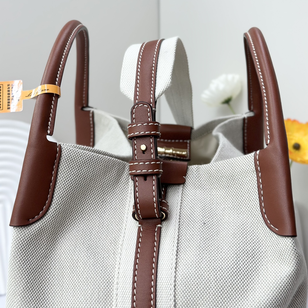 Loro Piana Micro Bale bag Cotton, Linen Natural/Warm Tan | Loro Piana