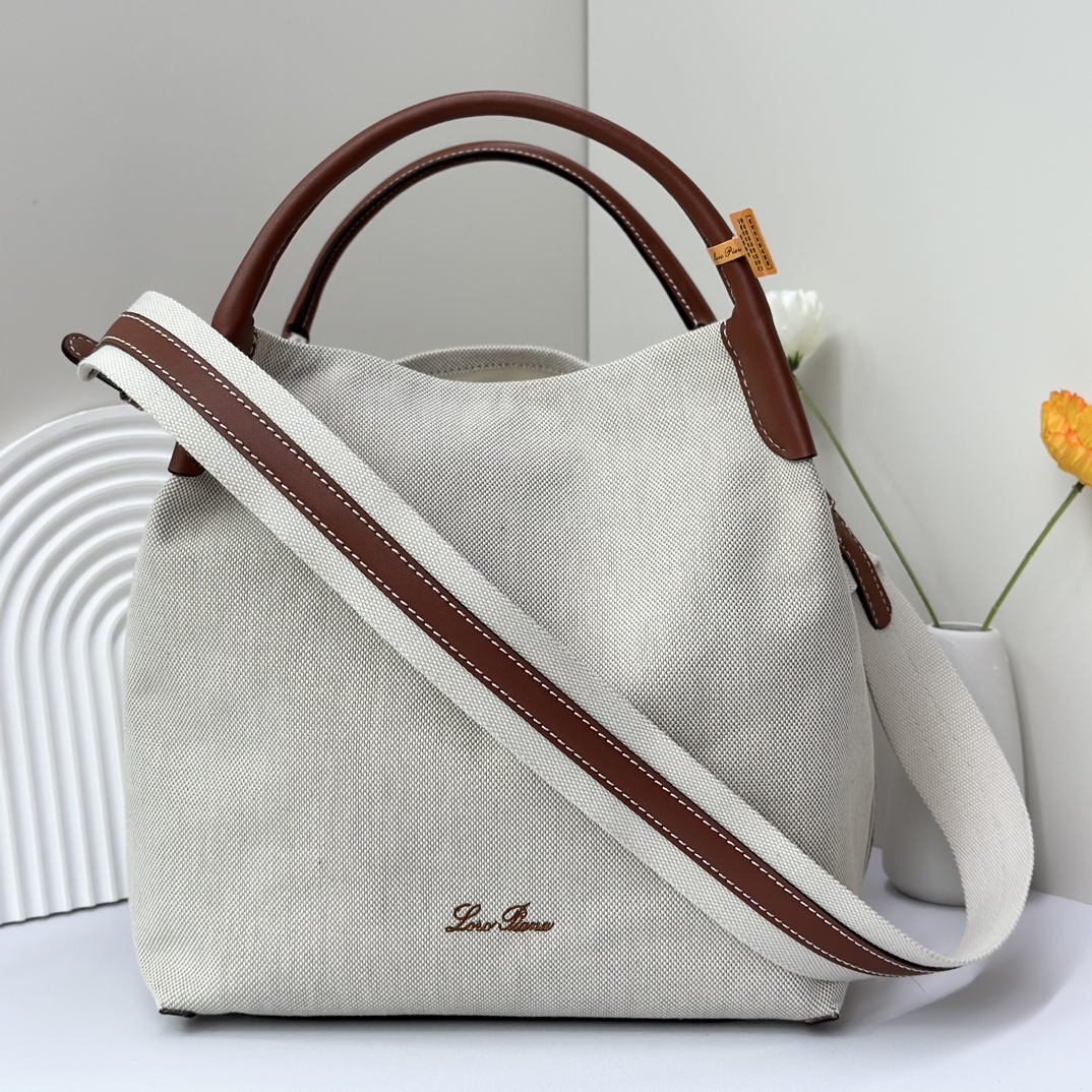 Loro Piana Micro Bale bag Cotton, Linen Natural/Warm Tan | Loro Piana