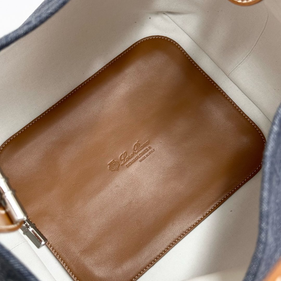 Loro Piana Small Bale Bag Denim Flower® SURGE BLUE/ WHEAT