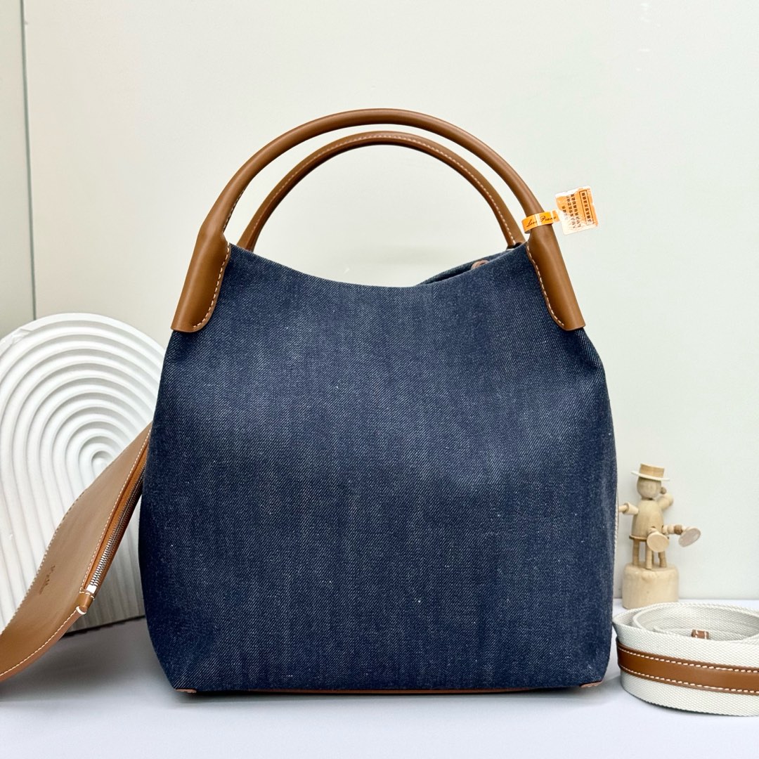 Loro Piana Small Bale Bag Denim Flower® SURGE BLUE/ WHEAT