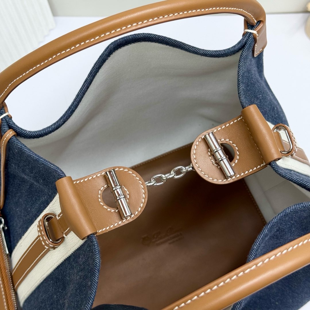 Loro Piana Small Bale Bag Denim Flower® SURGE BLUE/ WHEAT