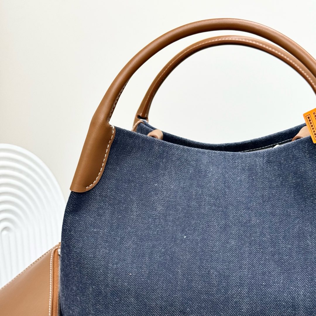 Loro Piana Small Bale Bag Denim Flower® SURGE BLUE/ WHEAT