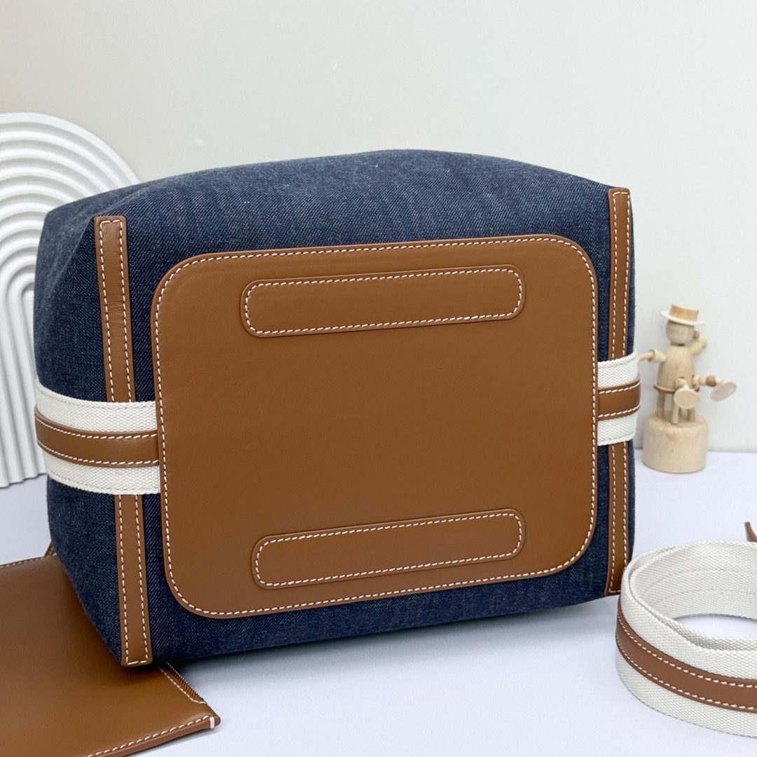 Loro Piana Small Bale Bag Denim Flower® SURGE BLUE/ WHEAT