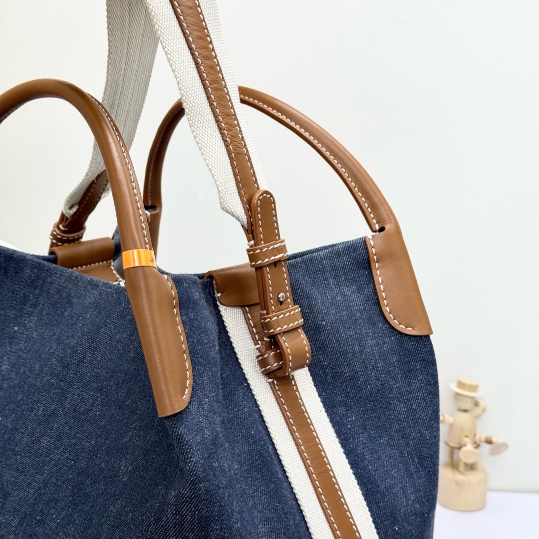Loro Piana Small Bale Bag Denim Flower® SURGE BLUE/ WHEAT