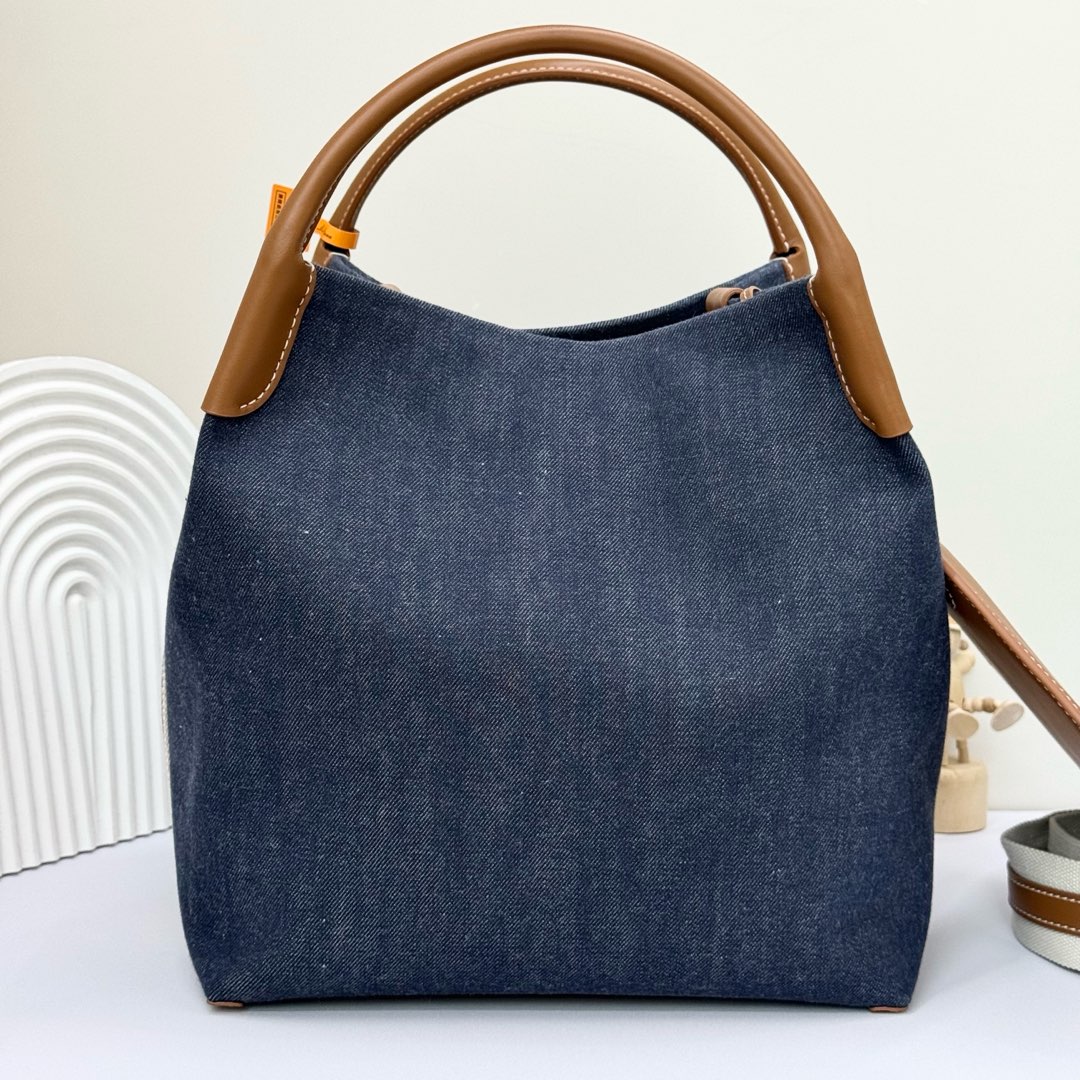 Loro Piana Small Bale Bag Denim Flower® SURGE BLUE/ WHEAT