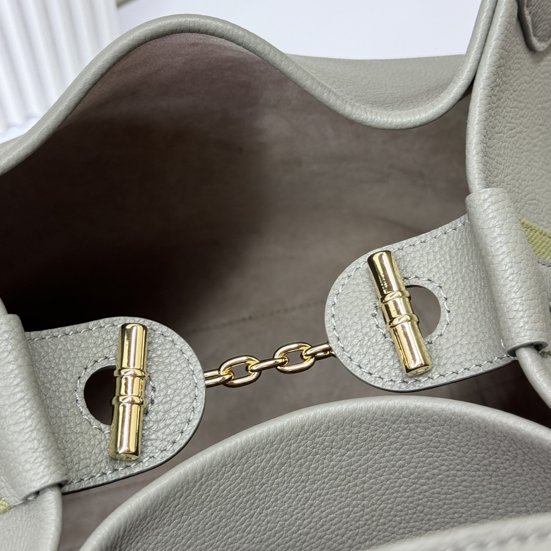 LORO PIANA Grained Calfskin Large Bale Bag Yerba Mate