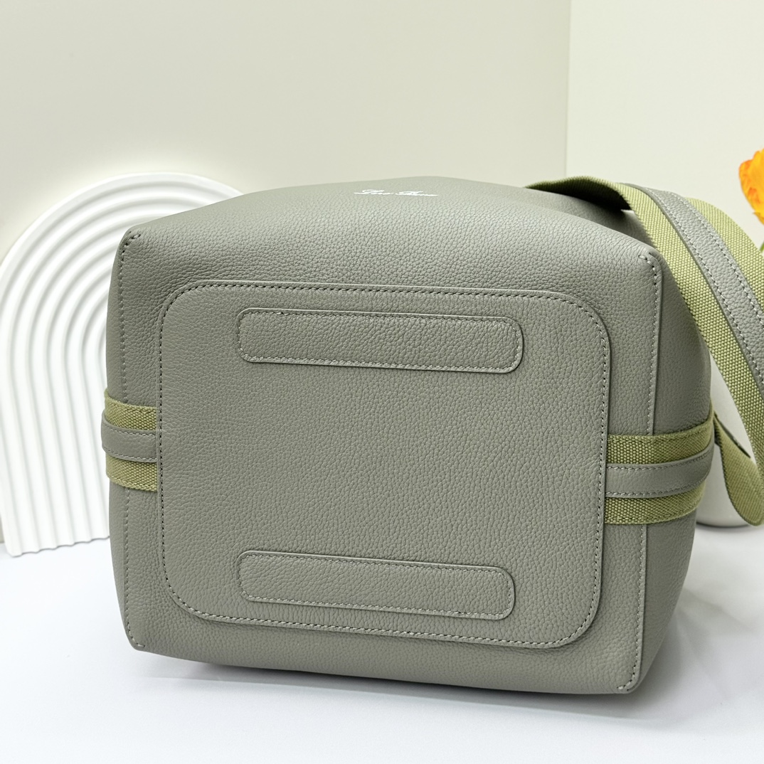 LORO PIANA Grained Calfskin Large Bale Bag Yerba Mate
