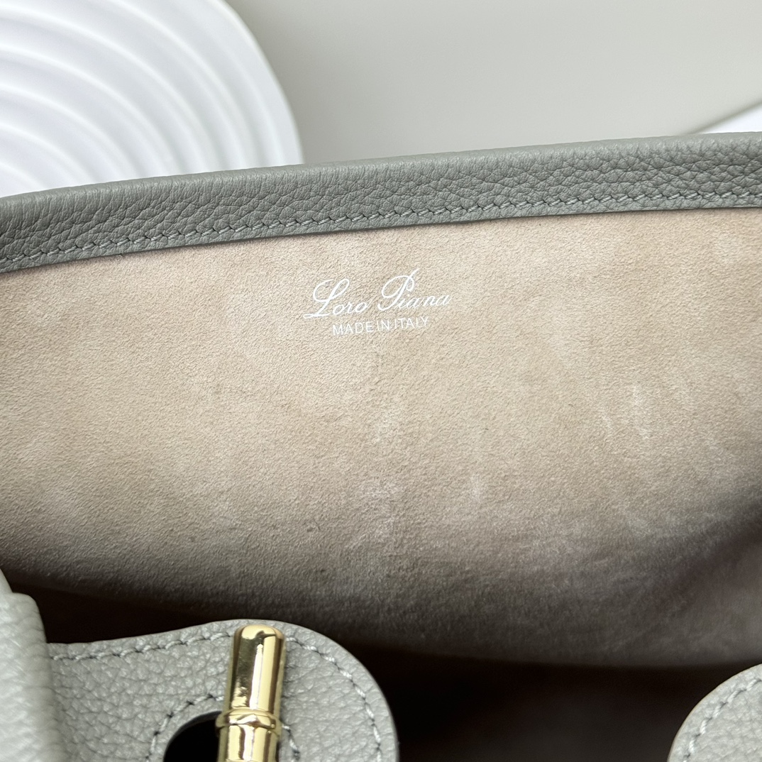 LORO PIANA Grained Calfskin Large Bale Bag Yerba Mate