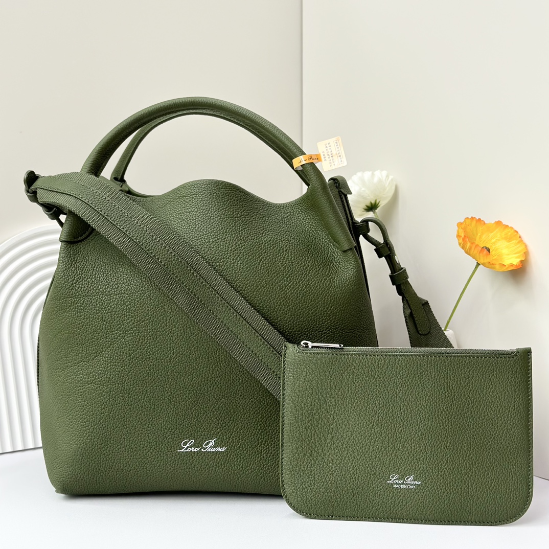 Loro Piana Military Green Leather Micro Bale Bag Loro