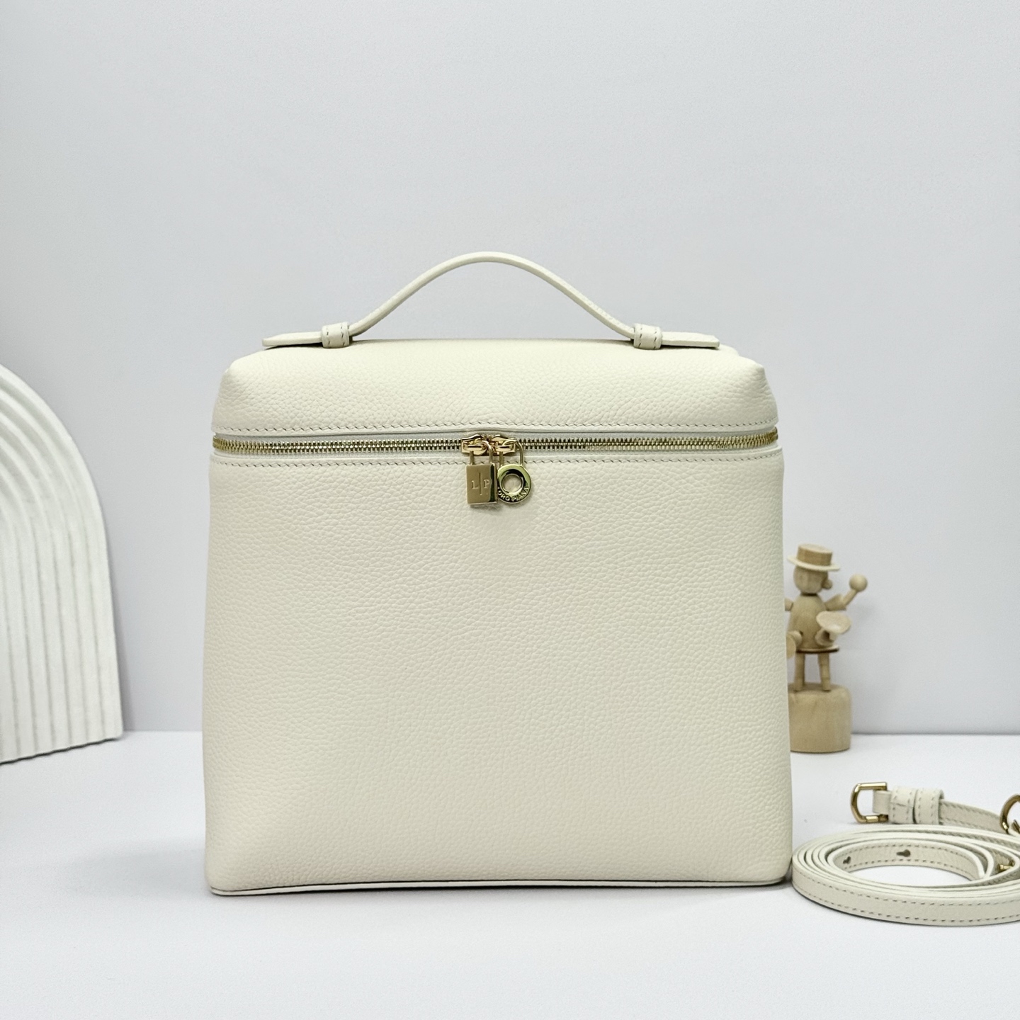 Extra pocket leather crossbody bag Loro Piana bag white.