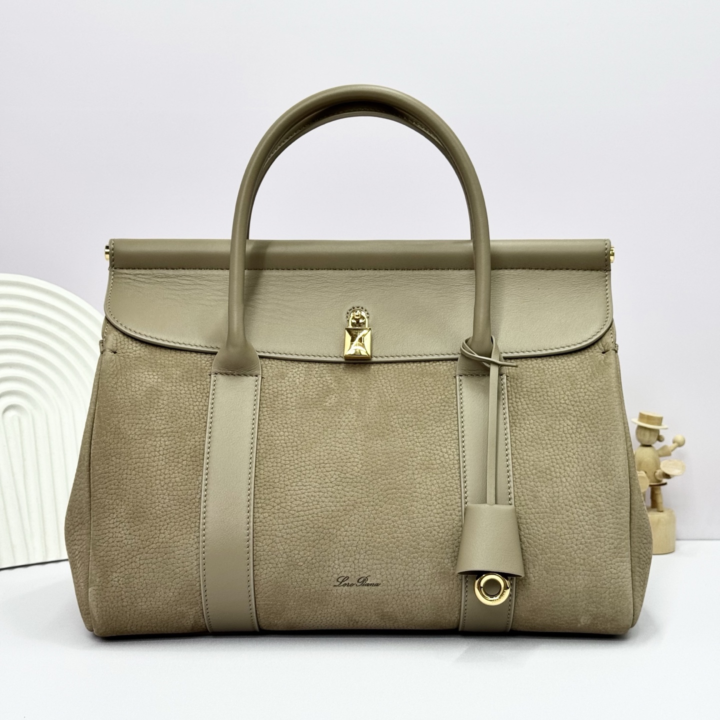 Loro Piana Loom bag L25 Calfskin Dried Taragon/Sun Gold | Loro Piana