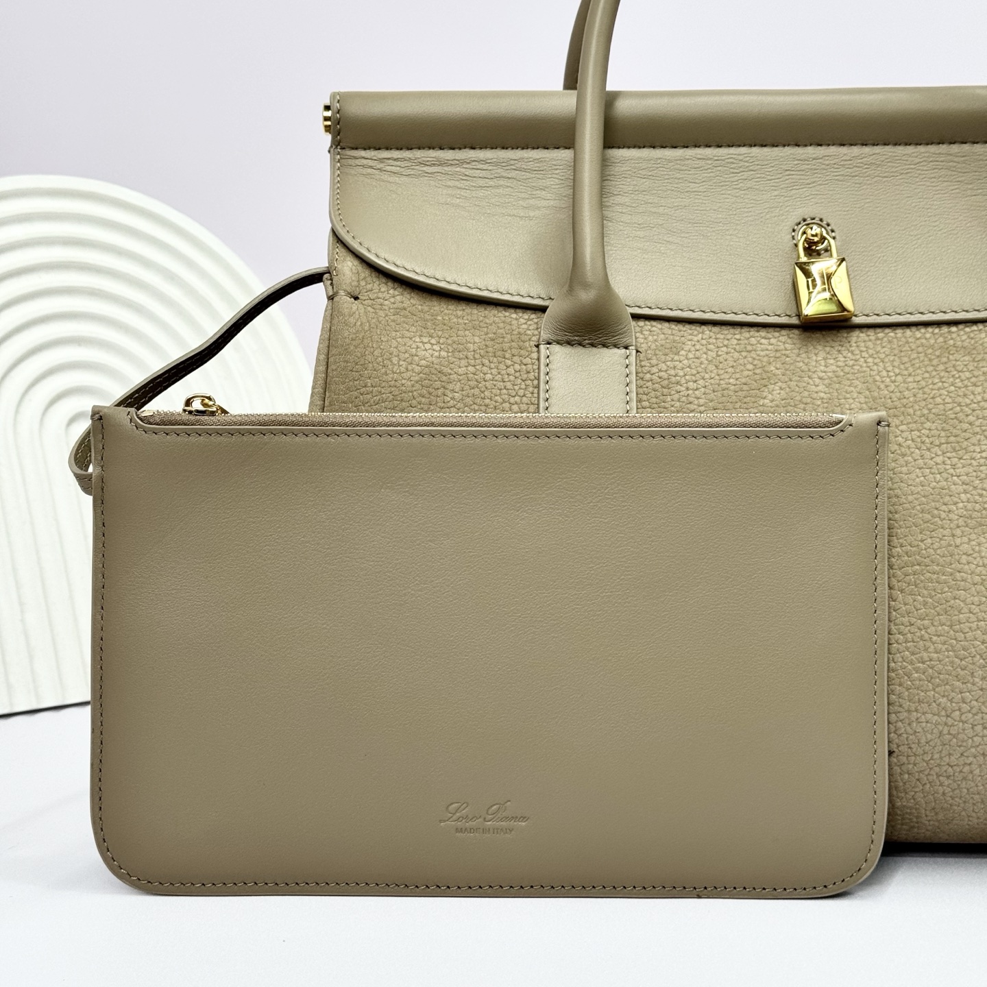 Loro Piana Loom bag L25 Calfskin Dried Taragon/Sun Gold | Loro Piana
