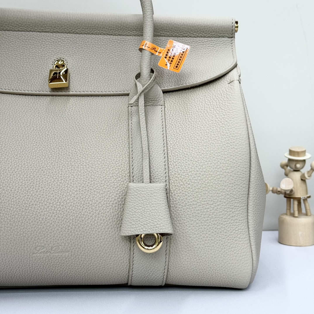 Loro Pi Loro Piana Loom bag L32 Grained Calfskin Sunday Morning/Sun Gold gray| Lor