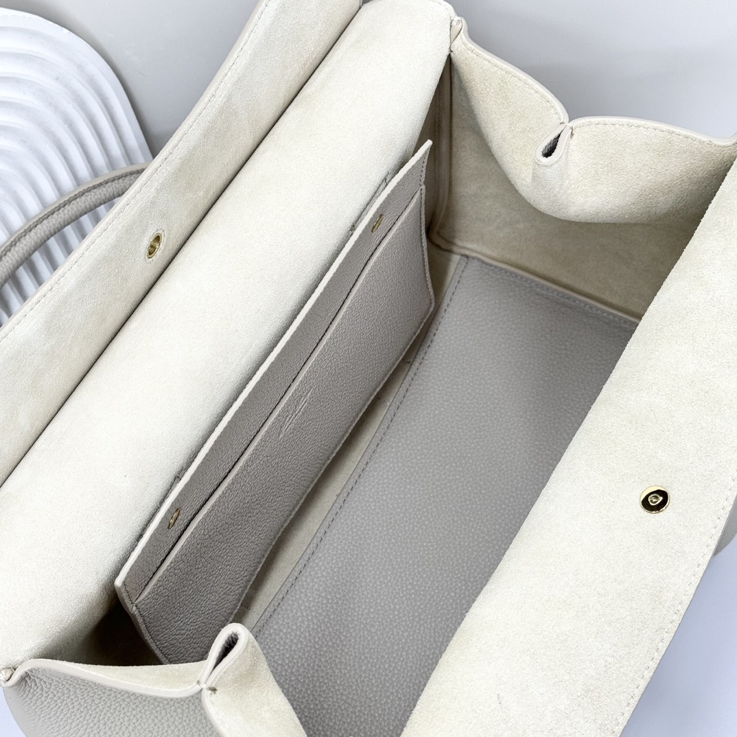 Loro Pi Loro Piana Loom bag L32 Grained Calfskin Sunday Morning/Sun Gold gray| Lor