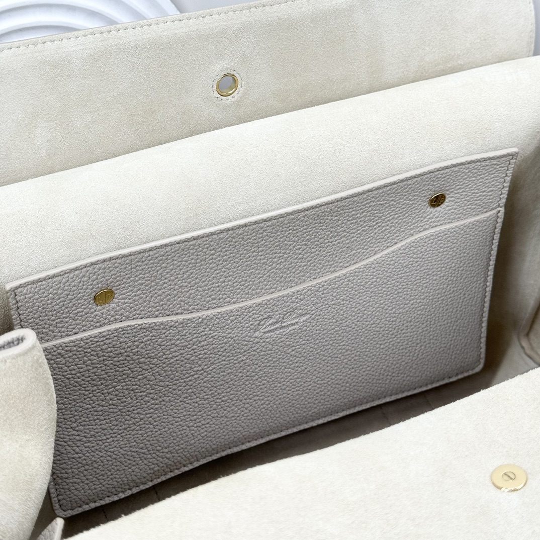 Loro Pi Loro Piana Loom bag L32 Grained Calfskin Sunday Morning/Sun Gold gray| Lor