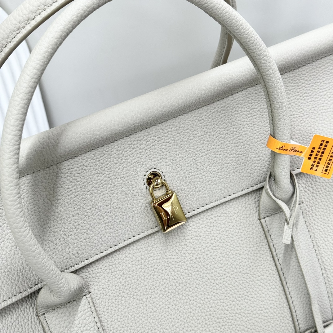 Loro Pi Loro Piana Loom bag L32 Grained Calfskin Sunday Morning/Sun Gold gray| Lor