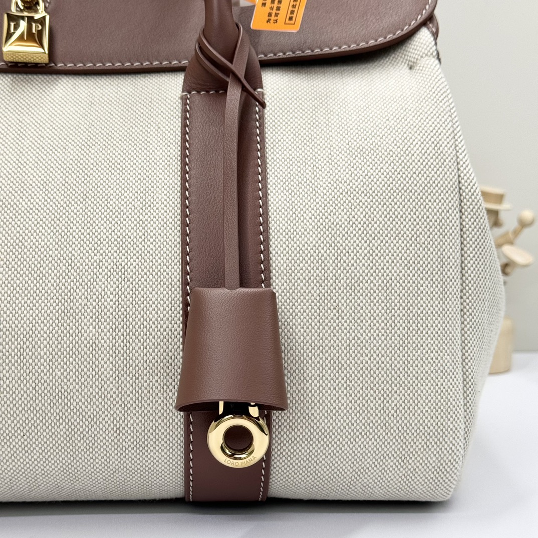 Loro Piana Loom bag L32 Cotton, Linen Natural/Caramel Sugar/Sun Gold