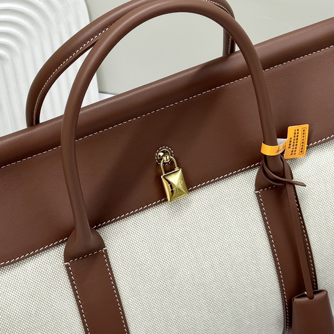 Loro Piana Loom bag L32 Cotton, Linen Natural/Caramel Sugar/Sun Gold