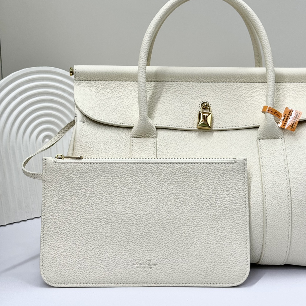 Loro Piana Loom bag L32 Grained Calfskin Whisper White | Loro Piana FR