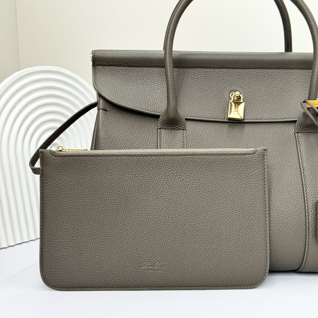 Loro Piana Loom bag L32 Grained Calfskin Rain Drops/Sun Gold | Loro