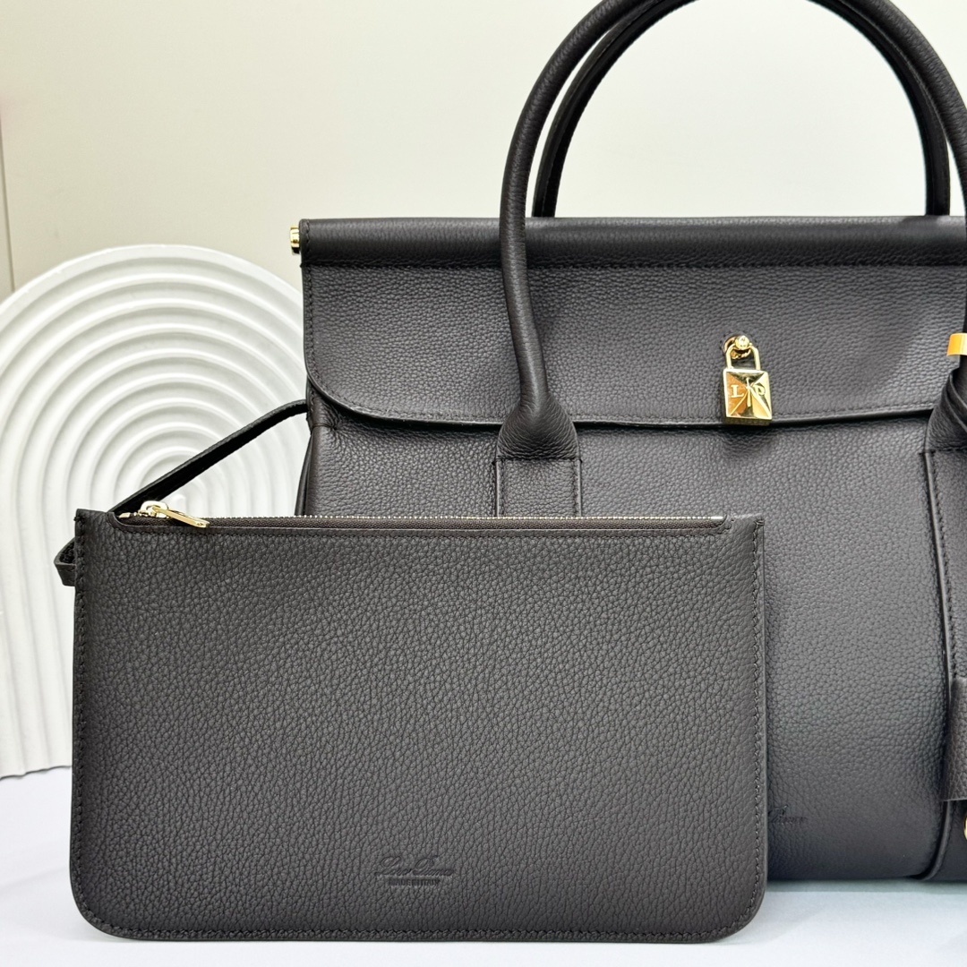 Loro Piana Loom bag L32 Grained Calfskin black| Loro Piana