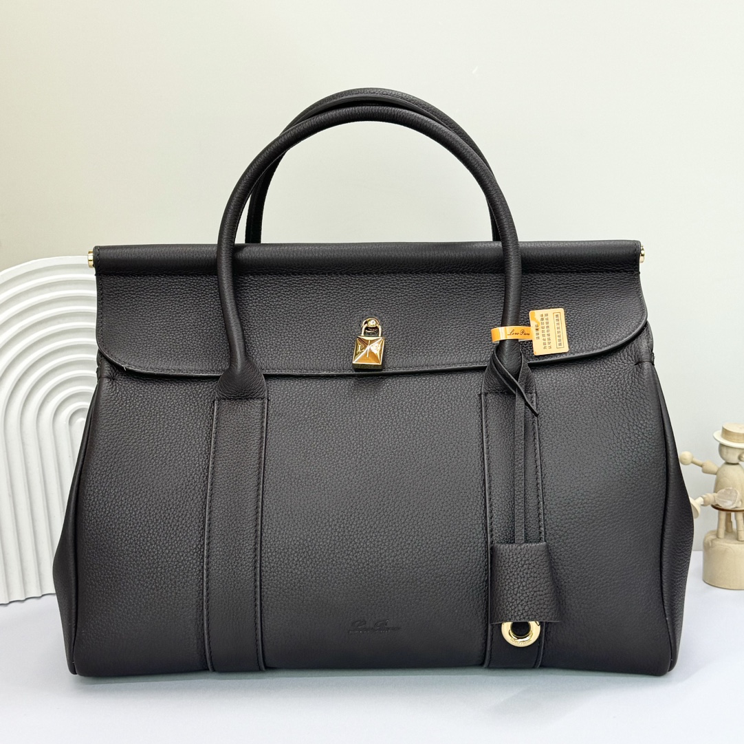 Loro Piana Loom bag L32 Grained Calfskin black| Loro Piana
