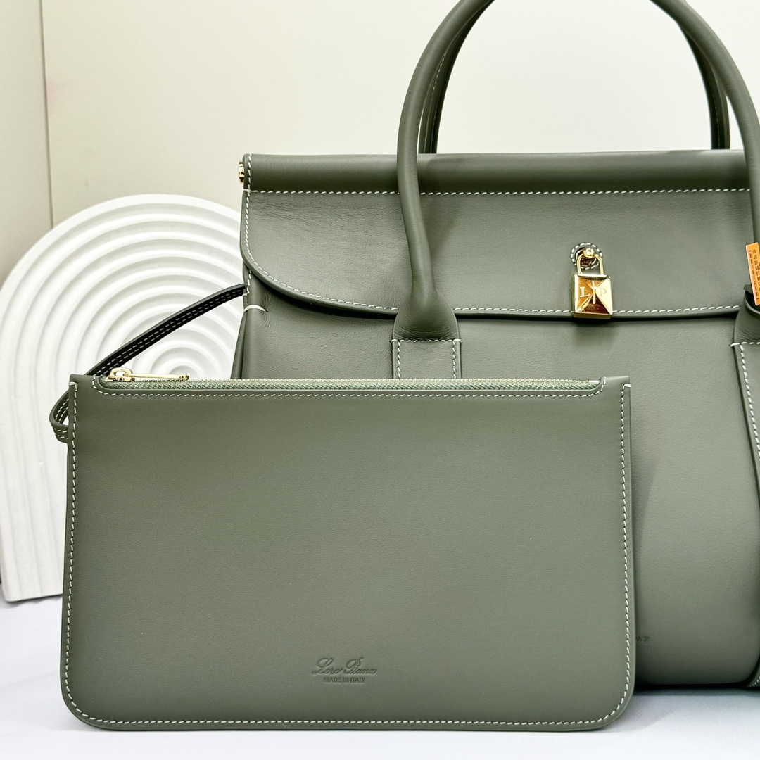 Loro Piana Loom bag L25 Calfskin Glory Green/Sun Gold | Loro Piana SA