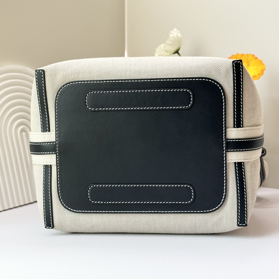 Loro Piana Large Bale bag Cotton, Linen Natural/black | Loro Piana