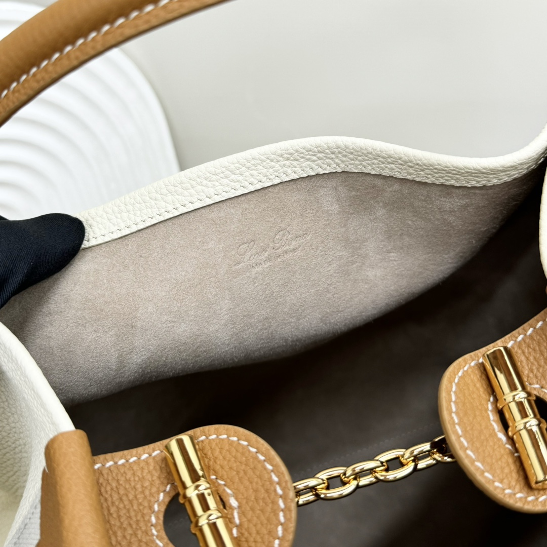 Loro Piana Micro Bale bag Calfskin Whisper White/Wheat Bran/Sun Gold