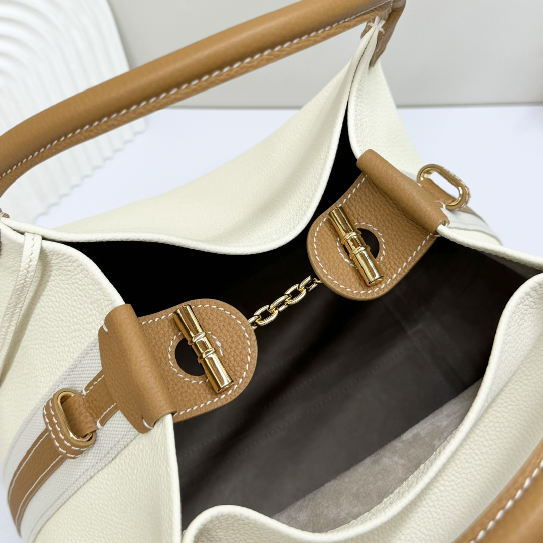 Loro Piana Micro Bale bag Calfskin Whisper White/Wheat Bran/Sun Gold