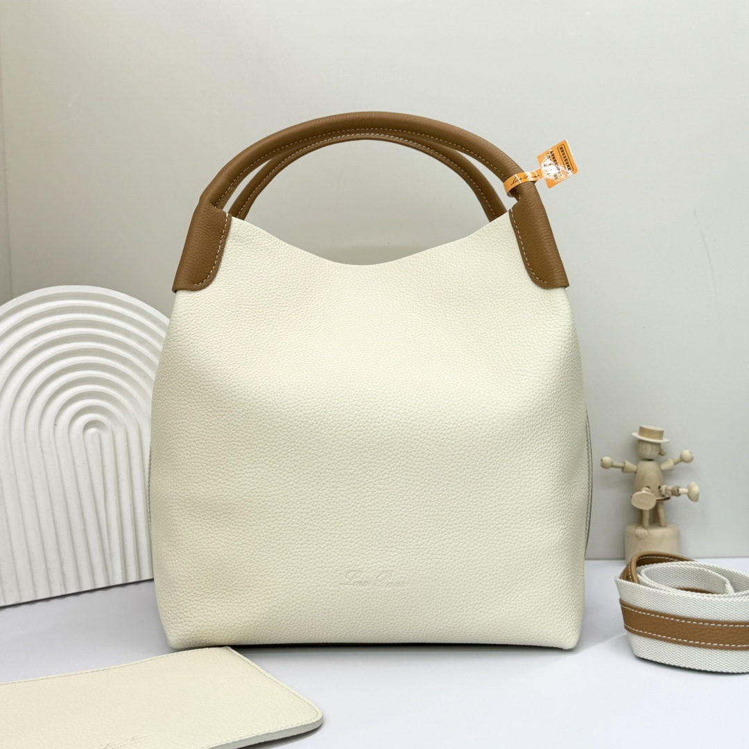 Loro Piana Micro Bale bag Calfskin Whisper White/Wheat Bran/Sun Gold