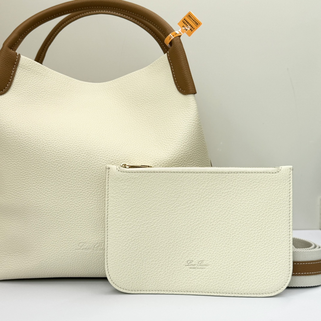 Loro Piana Micro Bale bag Calfskin Whisper White/Wheat Bran/Sun Gold