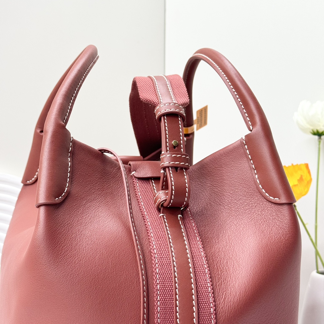 Loro Piana Large Bale bag Smooth Calfskin Deep Kummel red | Loro Piana