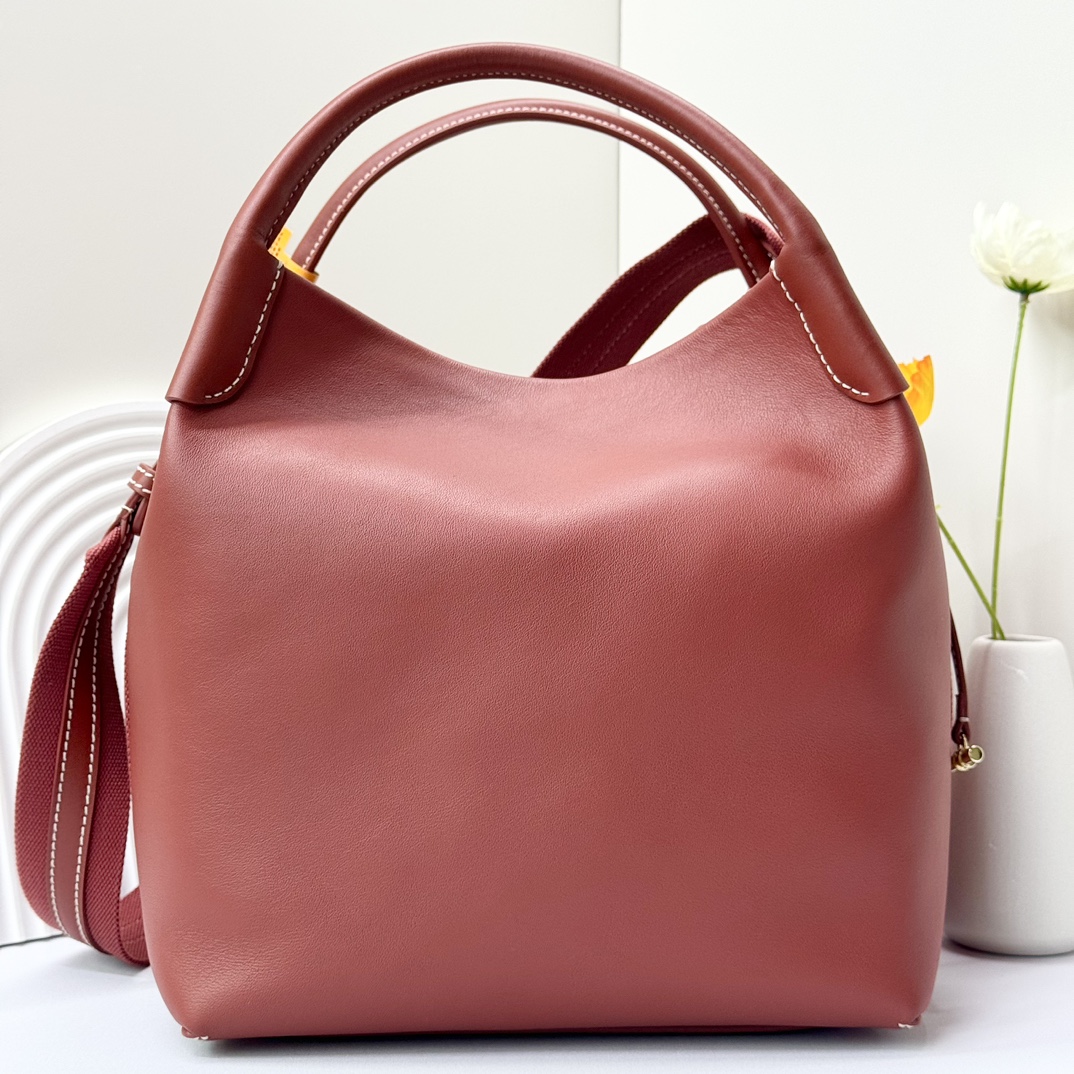 Loro Piana Large Bale bag Smooth Calfskin Deep Kummel red | Loro Piana