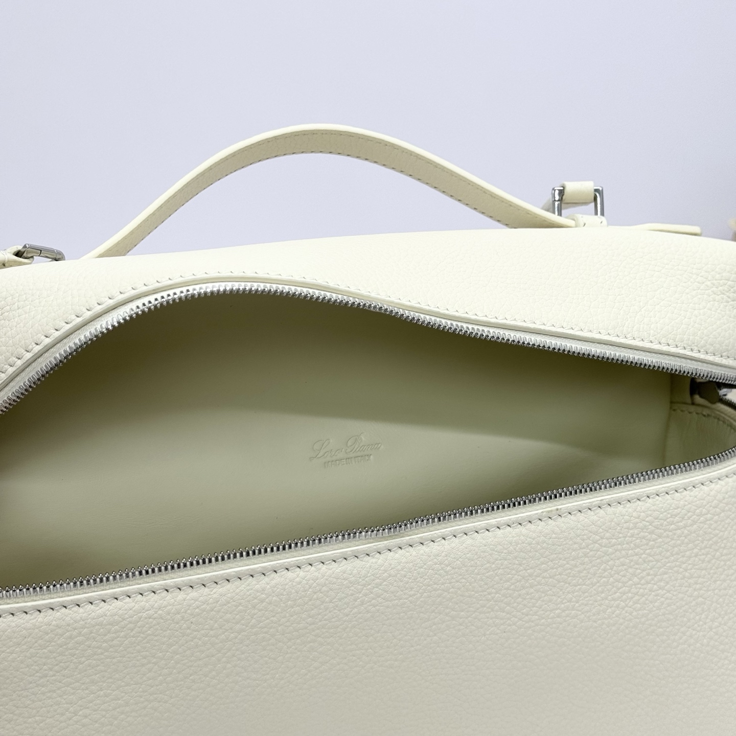 Loro Piana  neo pouch leather crossbody bag - white beige