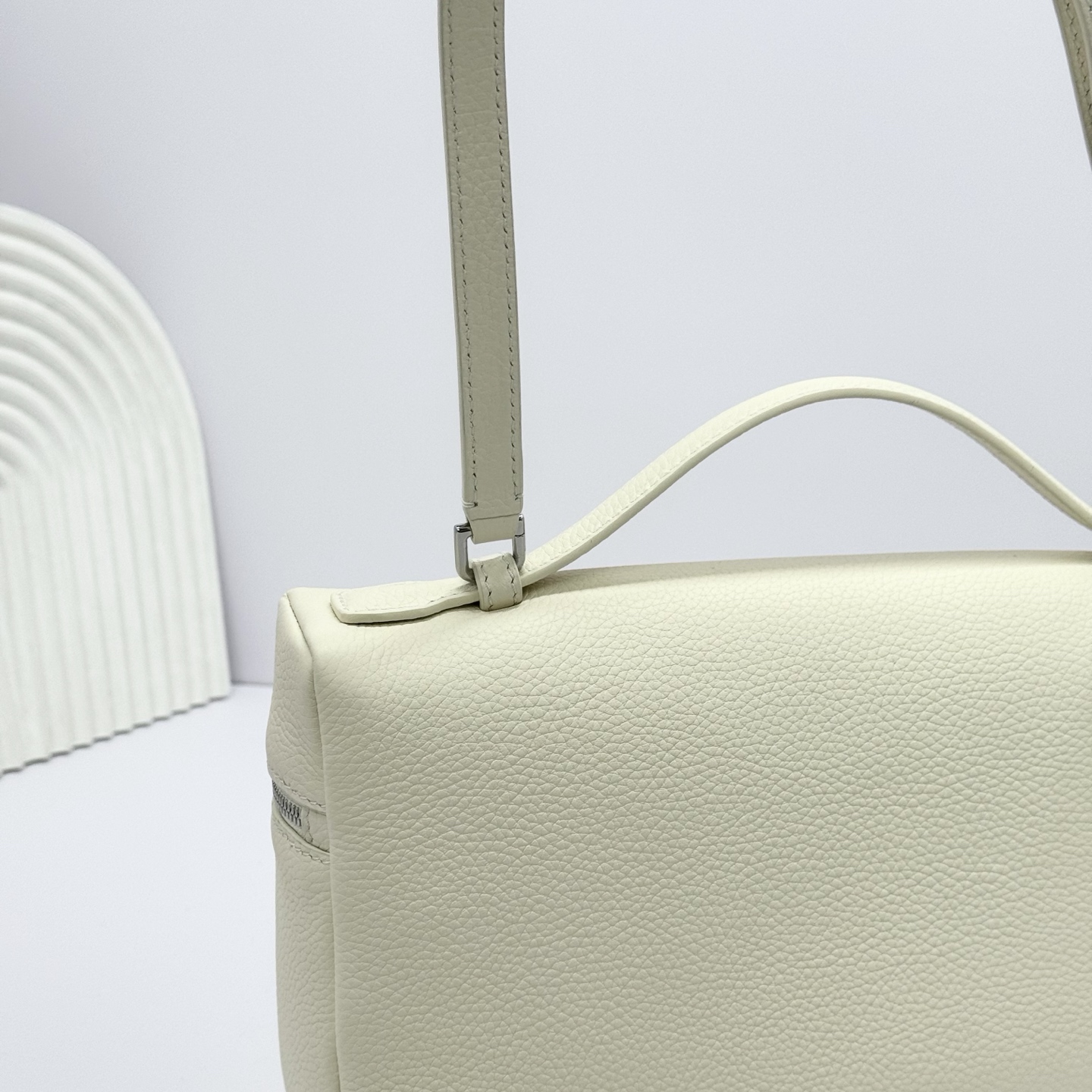 Loro Piana  neo pouch leather crossbody bag - white beige