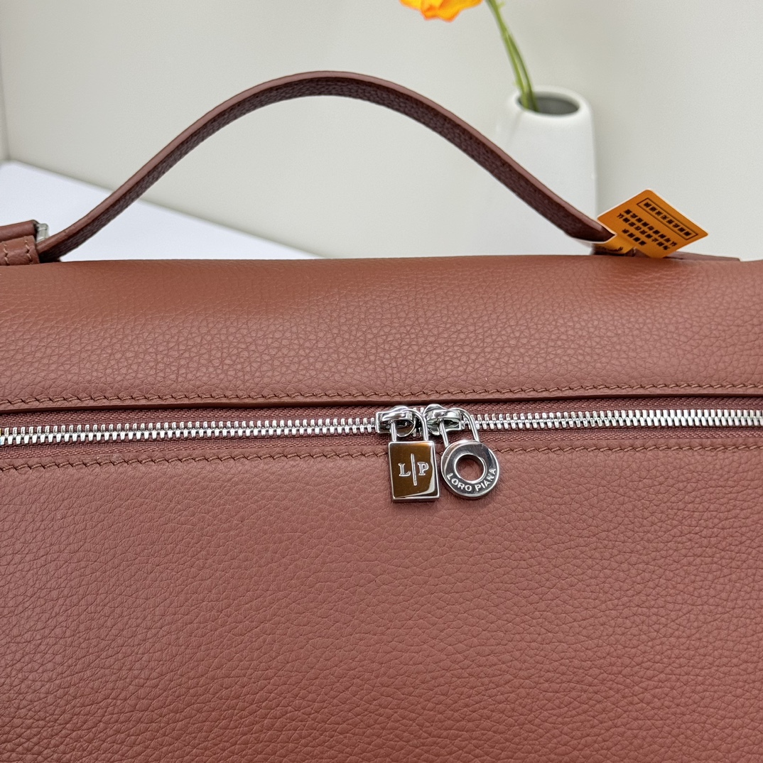 Loro Piana  neo pouch leather crossbody bag - brown red