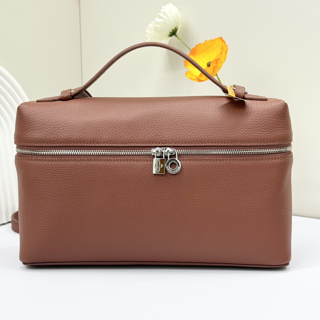 Loro Piana  neo pouch leather crossbody bag – brown red
