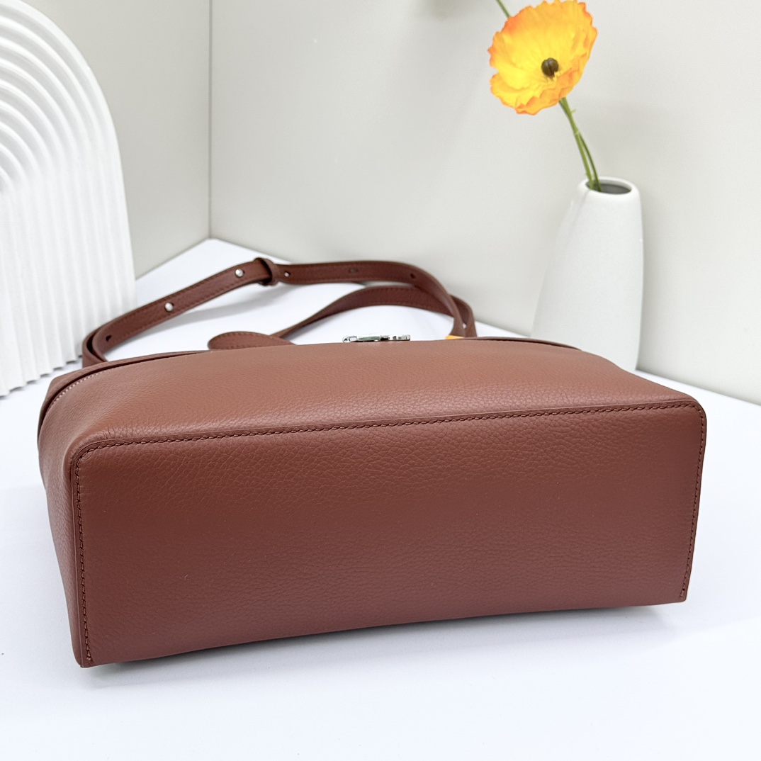 Loro Piana  neo pouch leather crossbody bag - brown red