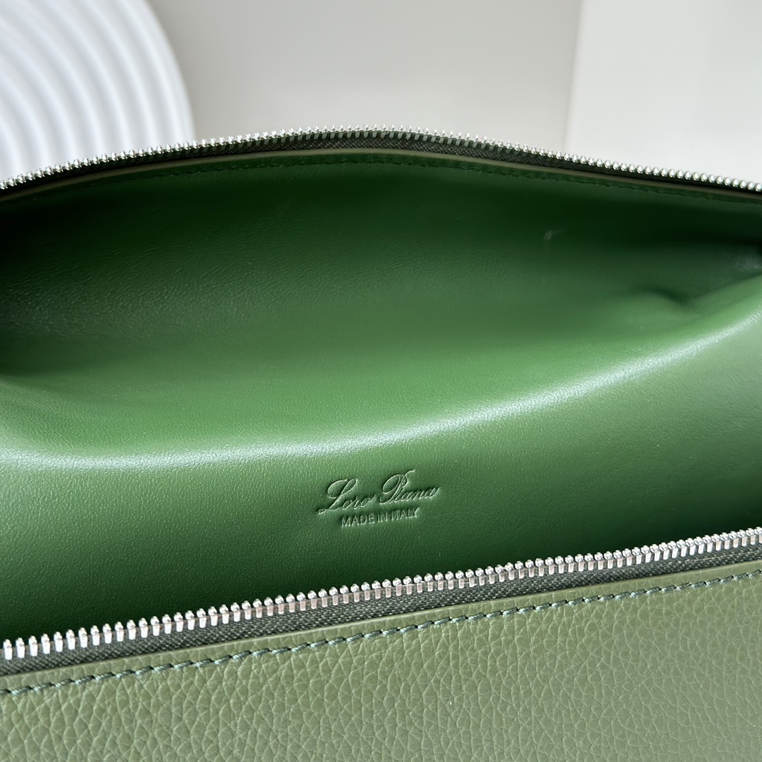 Loro Piana  neo pouch leather crossbody bag - green
