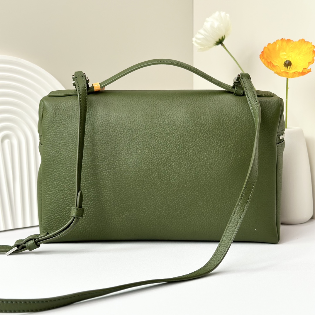 Loro Piana  neo pouch leather crossbody bag - green
