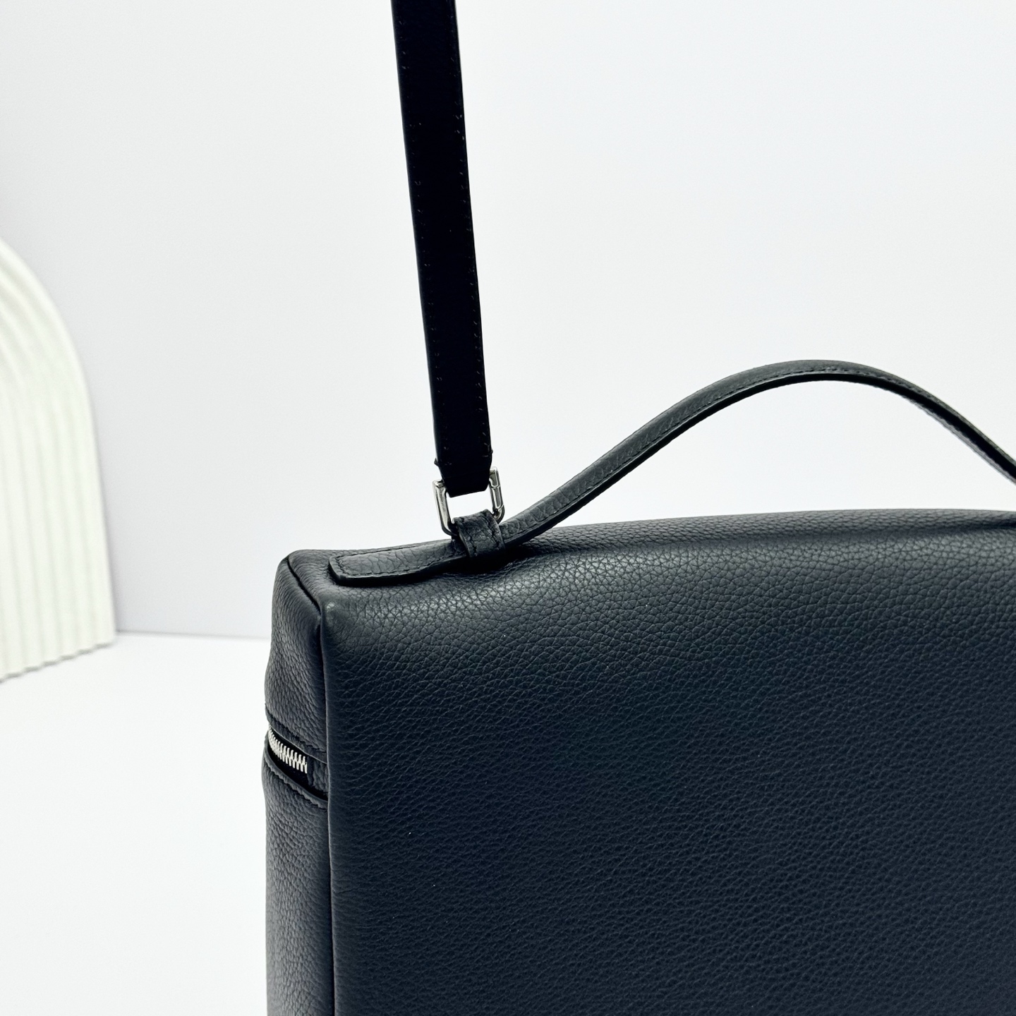 Loro Piana  neo pouch leather crossbody bag - black