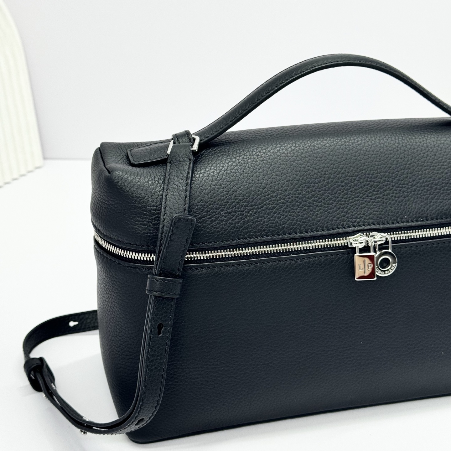 Loro Piana  neo pouch leather crossbody bag - black